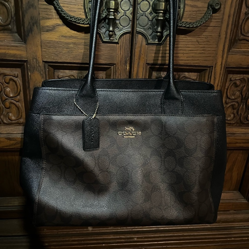 Coach Signature Black and Brown Handbag